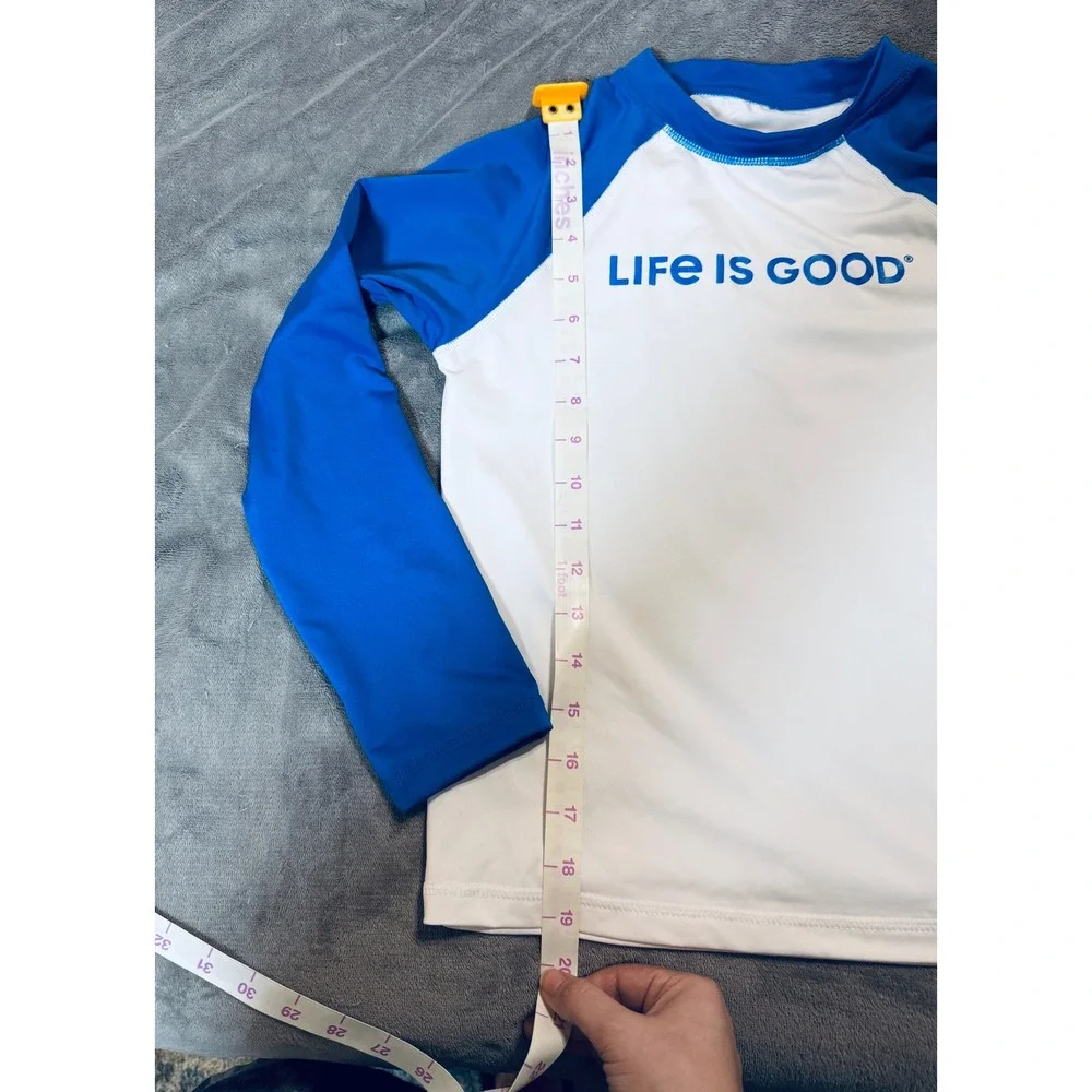Life is Good Size 10 White‎ Blue Long Sleeve Rash Guard Kid Boys Swim Cruise
